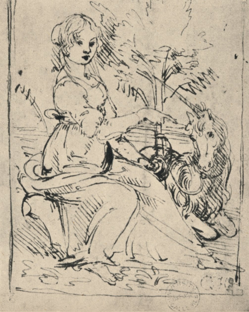 Mädchen mit einem Einhorn von Leonardo da Vinci