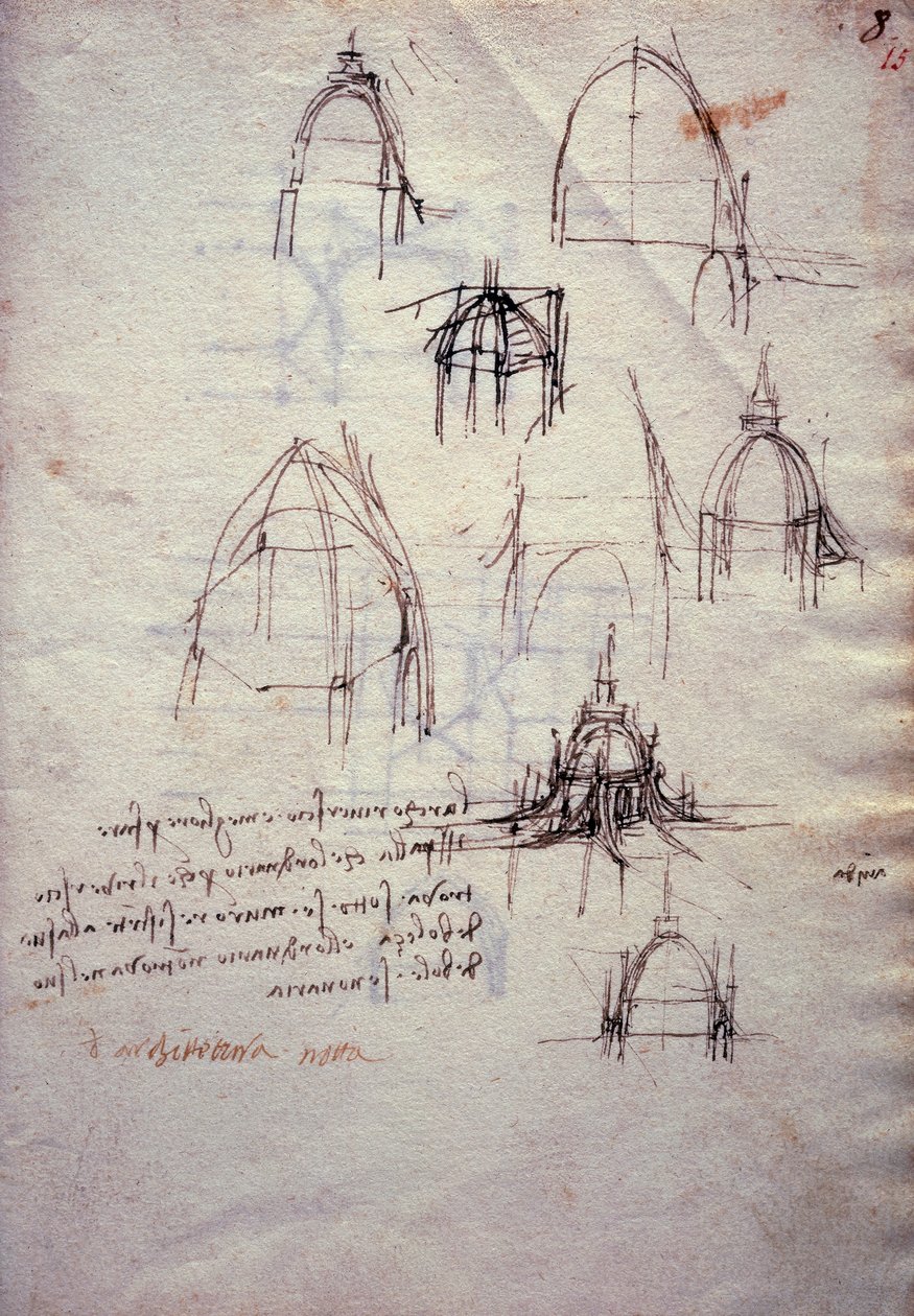 Studien für die Laterne der Kathedrale, aus Codex Trivulzianus von Leonardo da Vinci