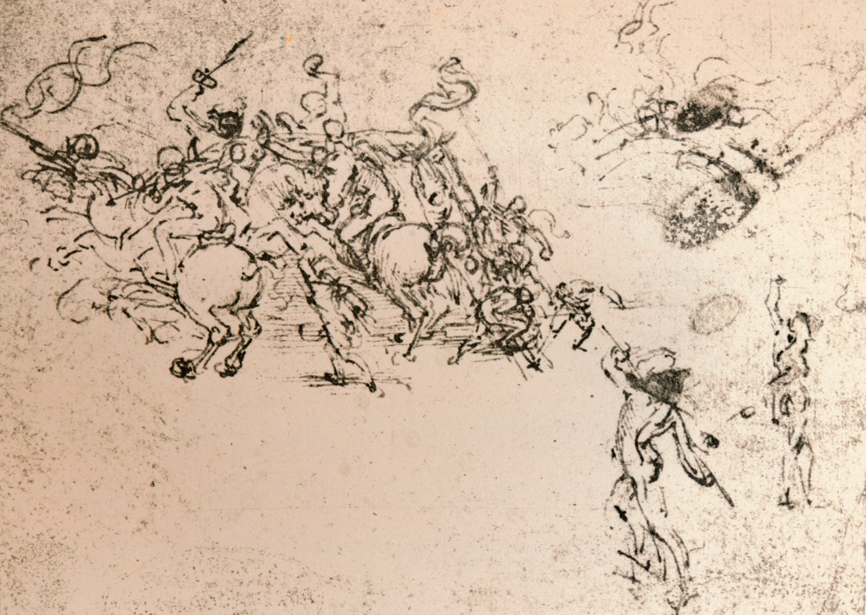 Studie für den Karton der Schlacht von Anghiari, ca. 1472-ca. 1505 von Leonardo da Vinci