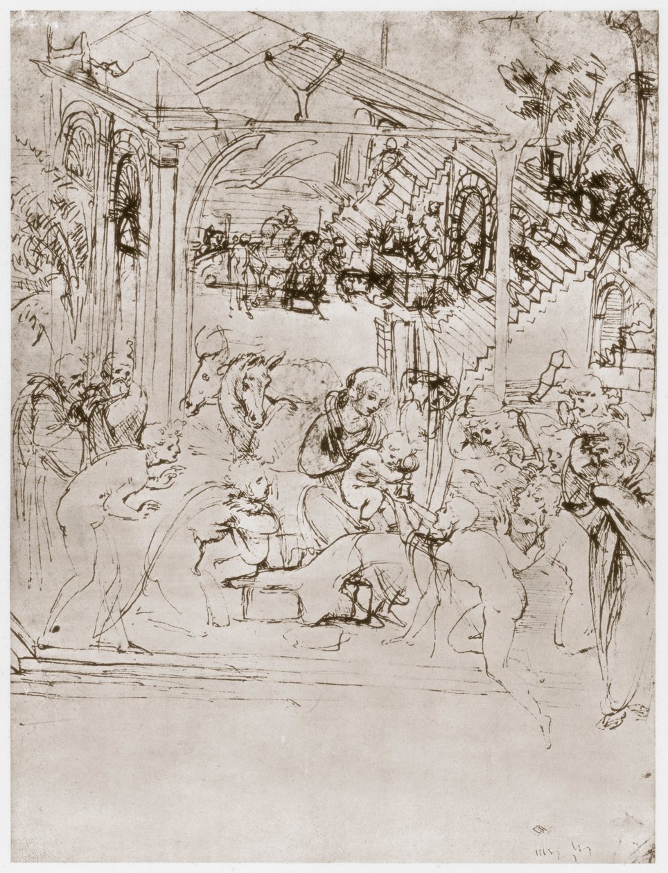 Die Anbetung der Könige, ca. 1480 von Leonardo da Vinci