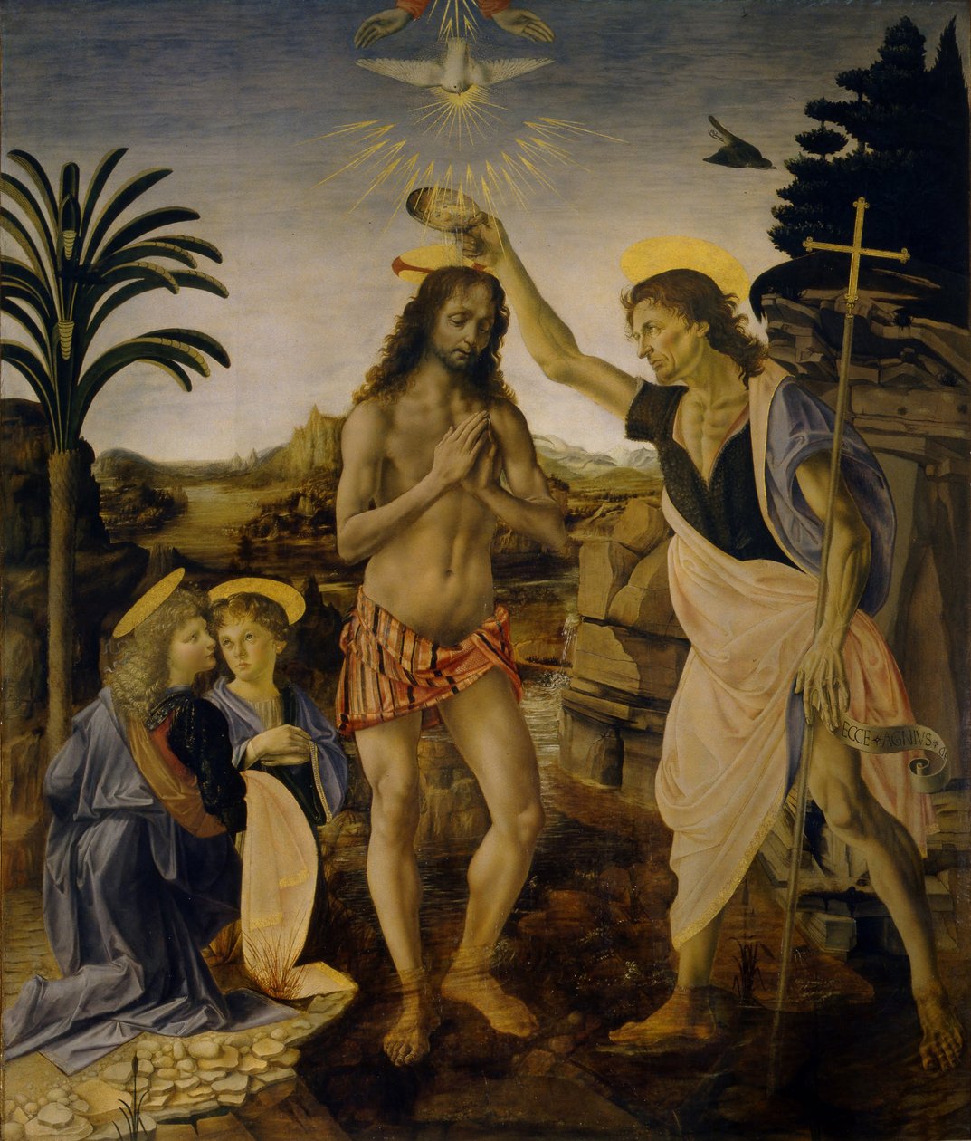 Die Taufe Christi, ca. 1470-1475 von Leonardo da Vinci
