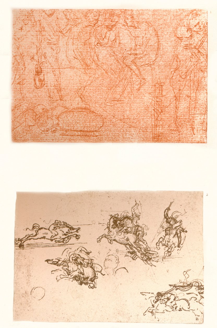 Zwei Zeichnungen, ca. 1472-1519 von Leonardo da Vinci