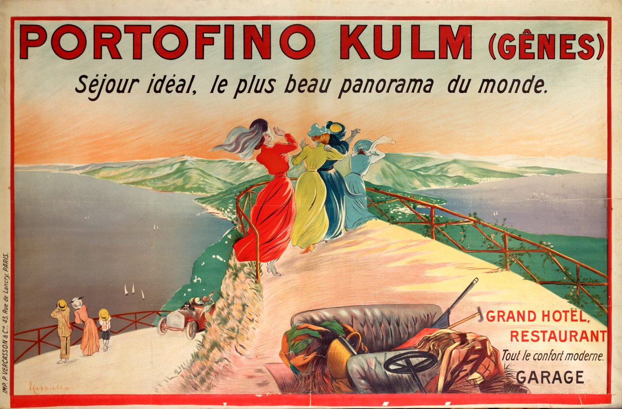 Werbeplakat für das Portofino Kulm Hotel in Camogli, Italien, 20. Jahrhundert von Leonetto Cappiello
