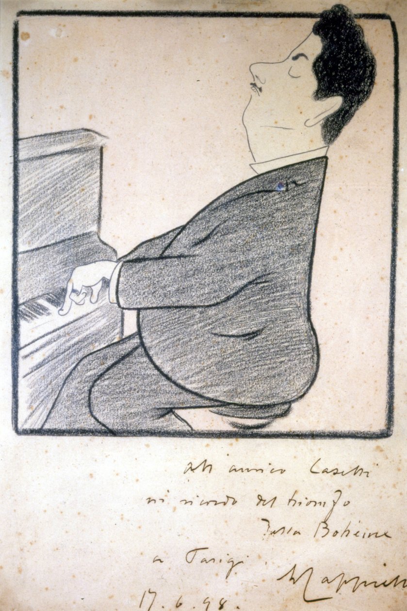 Porträt von Giacomo Puccini (1858-1924), italienischer Komponist. Karikatur von Leonetto Cappiello von Leonetto Cappiello
