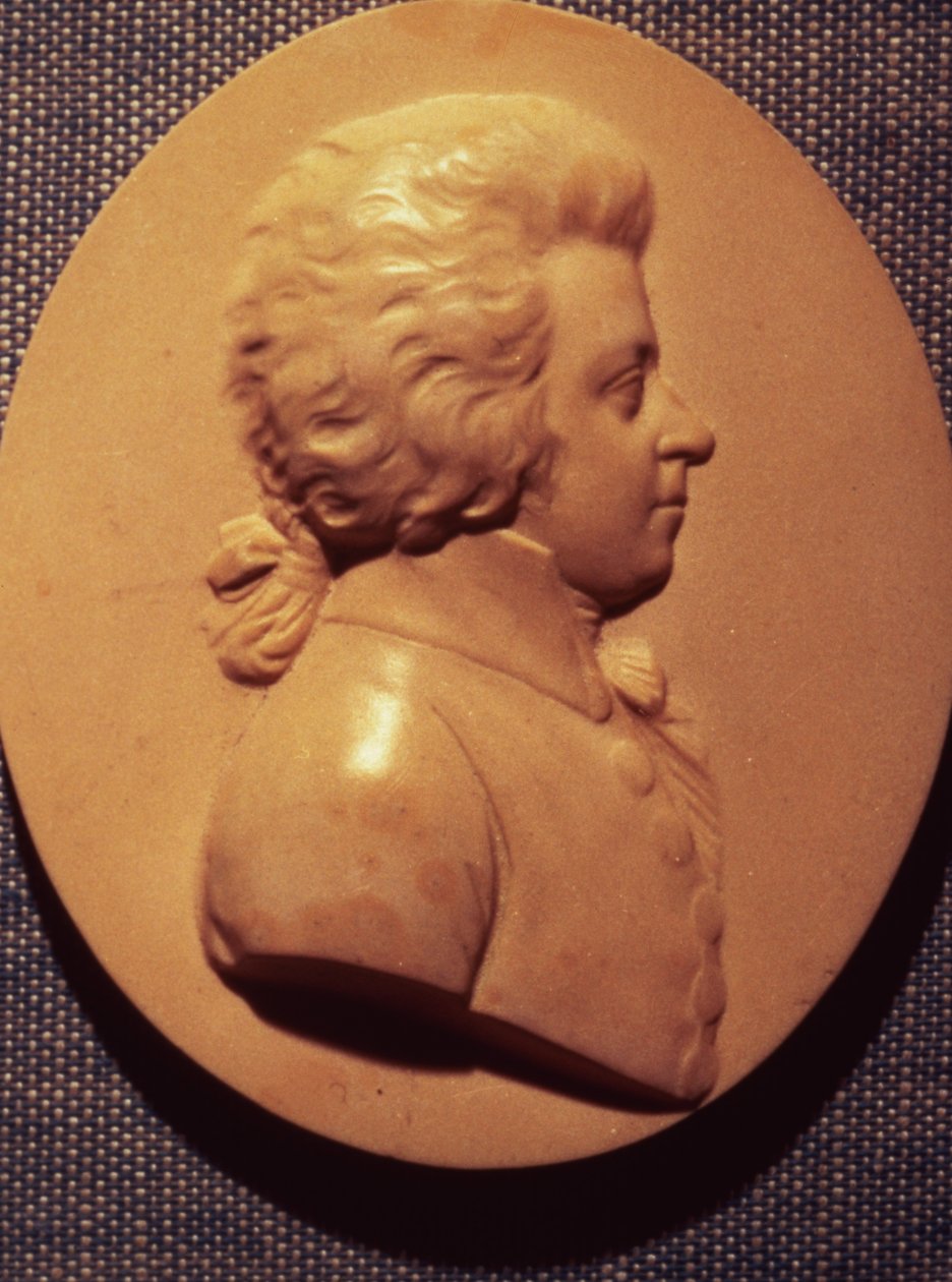 Porträtmedaillon von Wolfgang Amadeus Mozart (1756-91) von Leonhard Posch