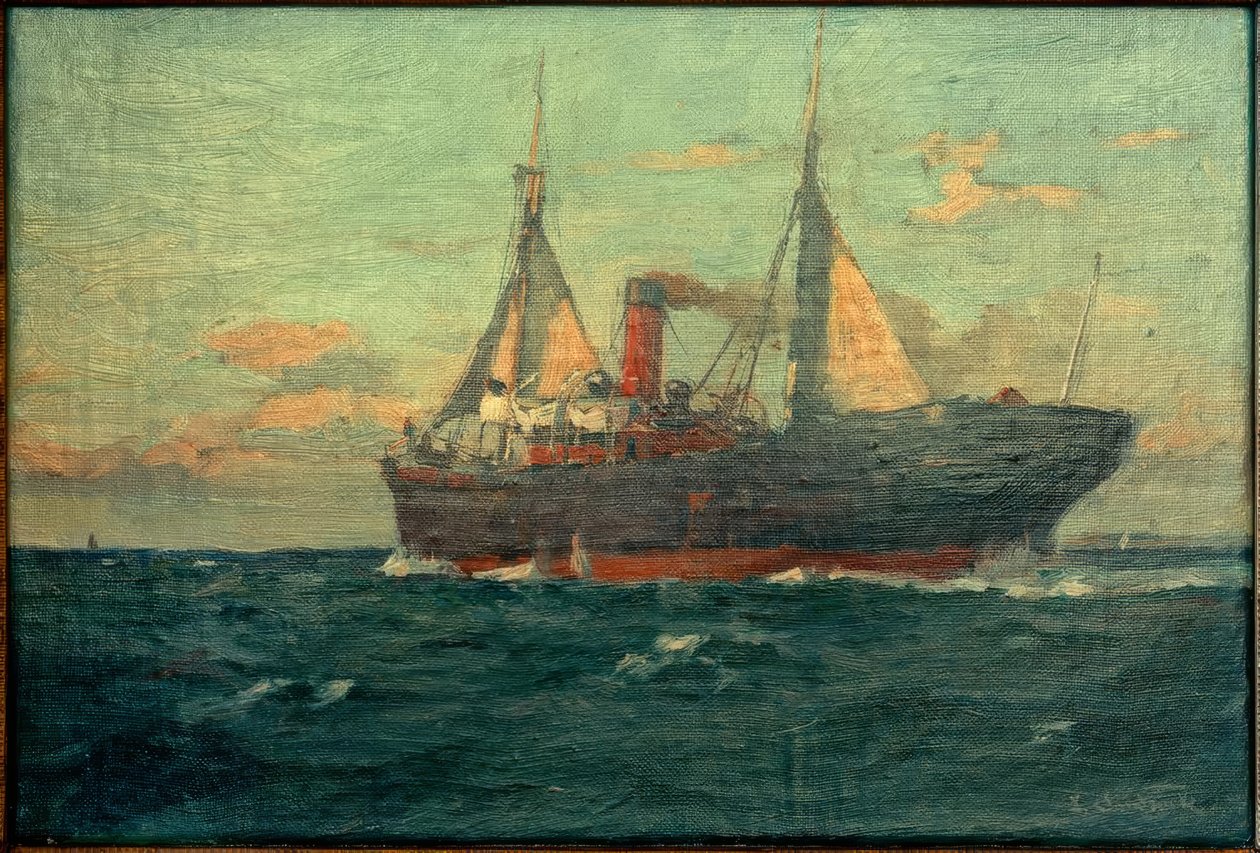 Dampfer mit Hilfsbesegelung von Leonhard Sandrock