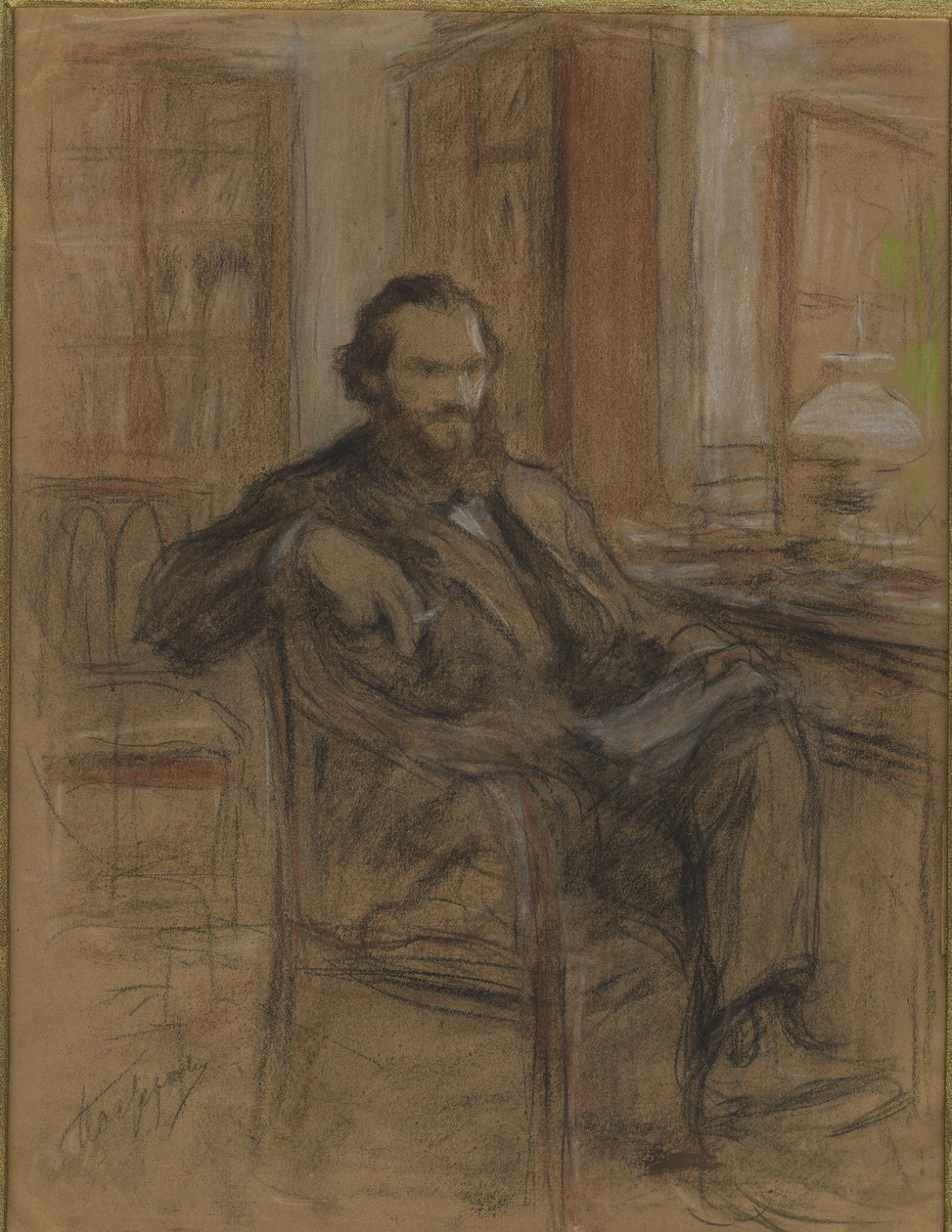 Leo Tolstoi während der Arbeit am Roman Krieg und Frieden, 1893-1903 von Leonid Osipovich Pasternak
