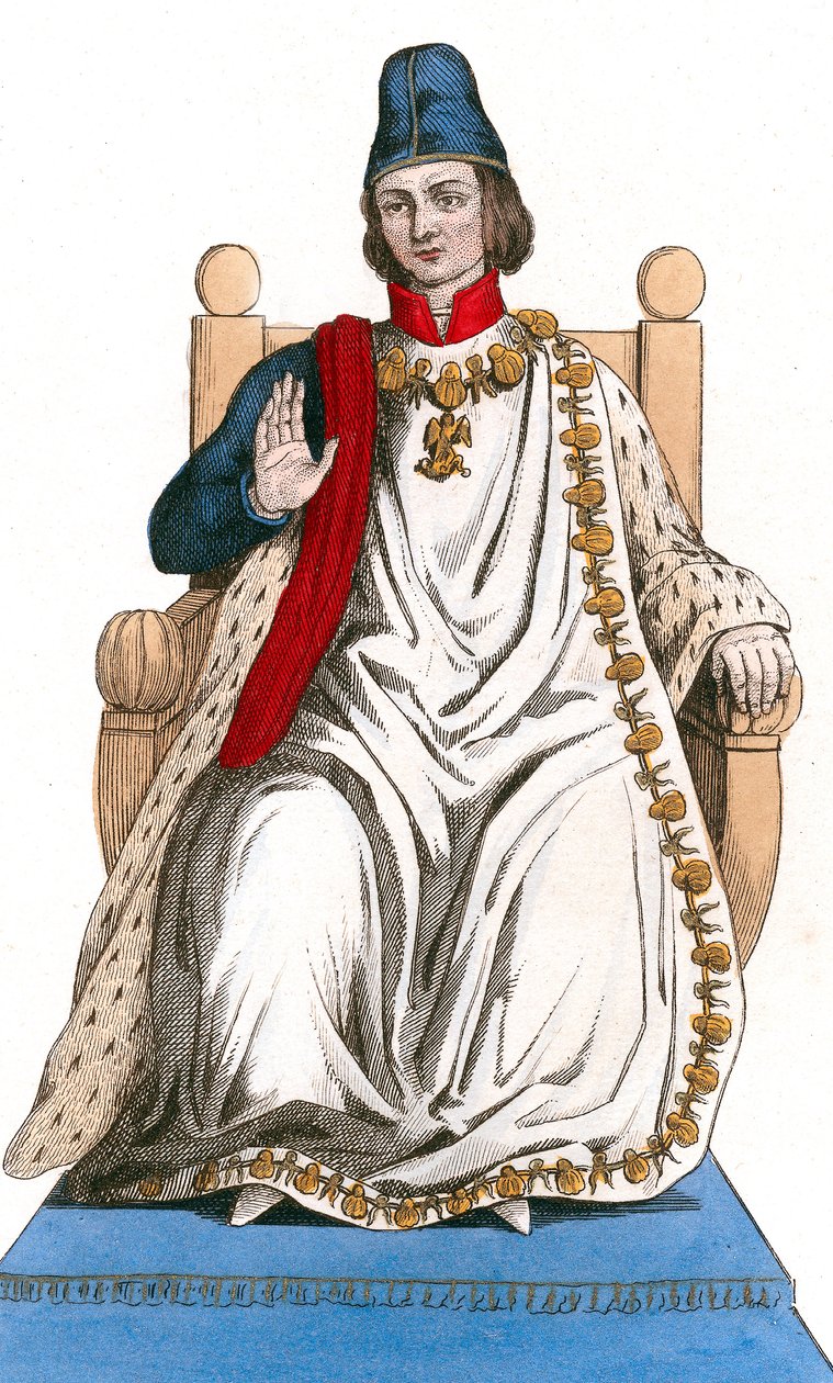 Französischer König Ludwig XI. trägt den Anzug des Ordens vom Heiligen Michael von Leopold Massard