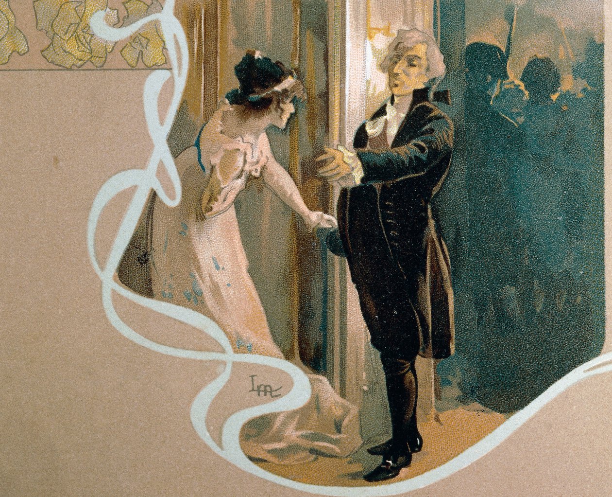 Illustrierte Postkarte von Leopoldo Metlicovitz (1868-1944) zeigt Szene aus Tosca, Oper von Giacomo Puccini (1858-1924) von Leopoldo Metlicovitz