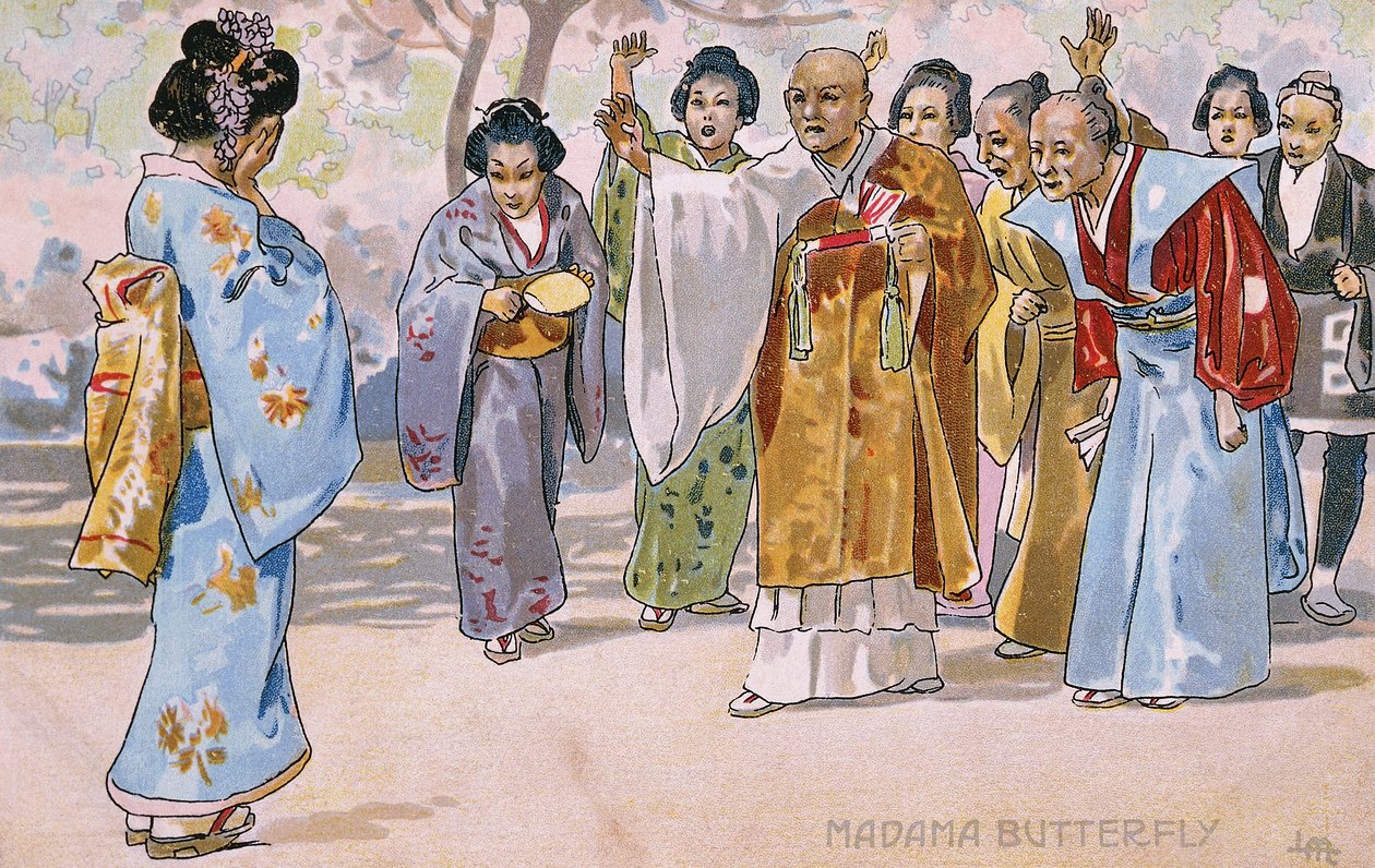 Postkarte zur Premiere von "Madame Butterfly" in Brescia von Leopoldo Metlicovitz