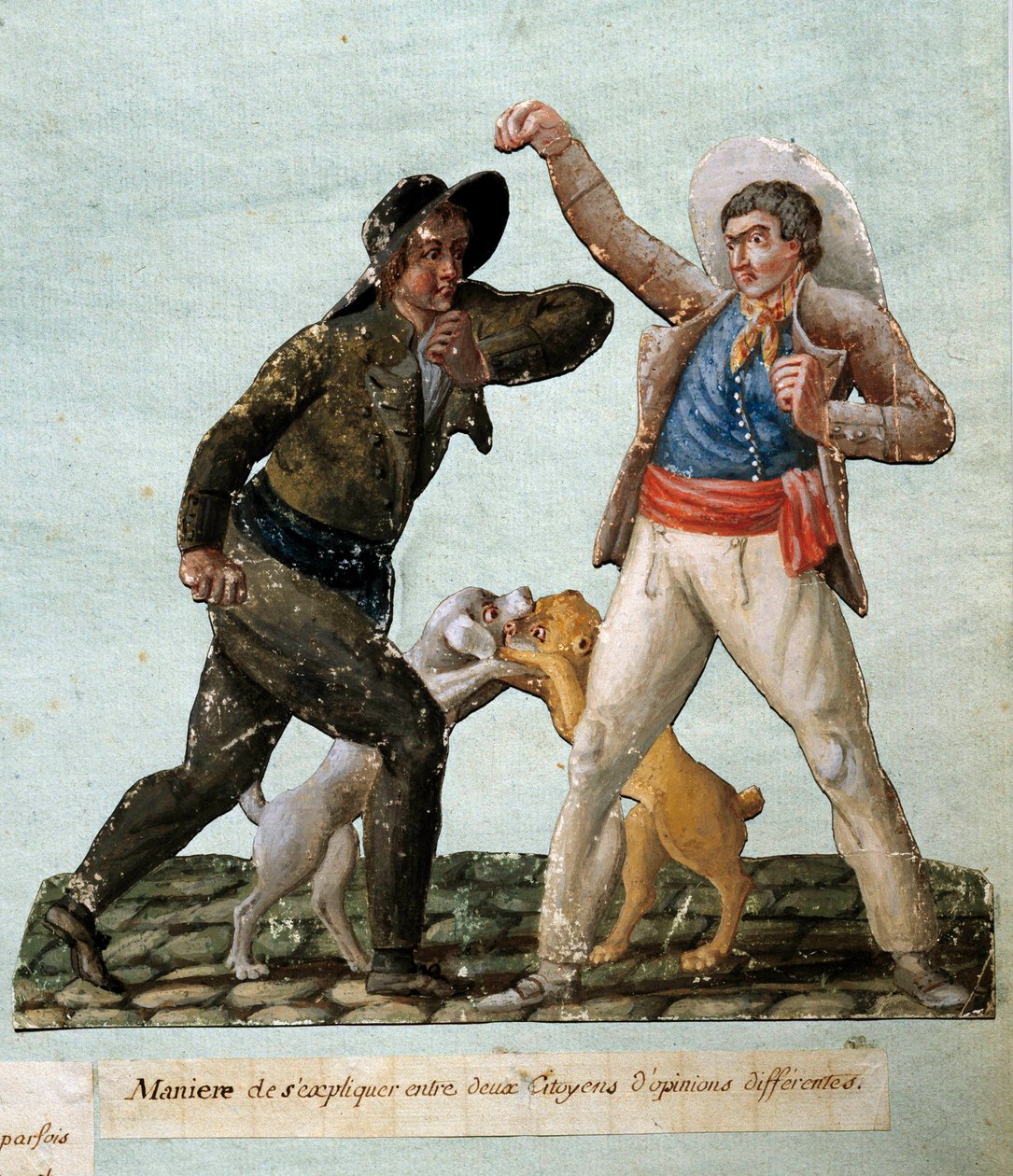 Französische Revolution: Zwei Bürger kämpfen. Gouache der Brüder Lesueur (18. Jahrhundert) von Lesueur Brothers
