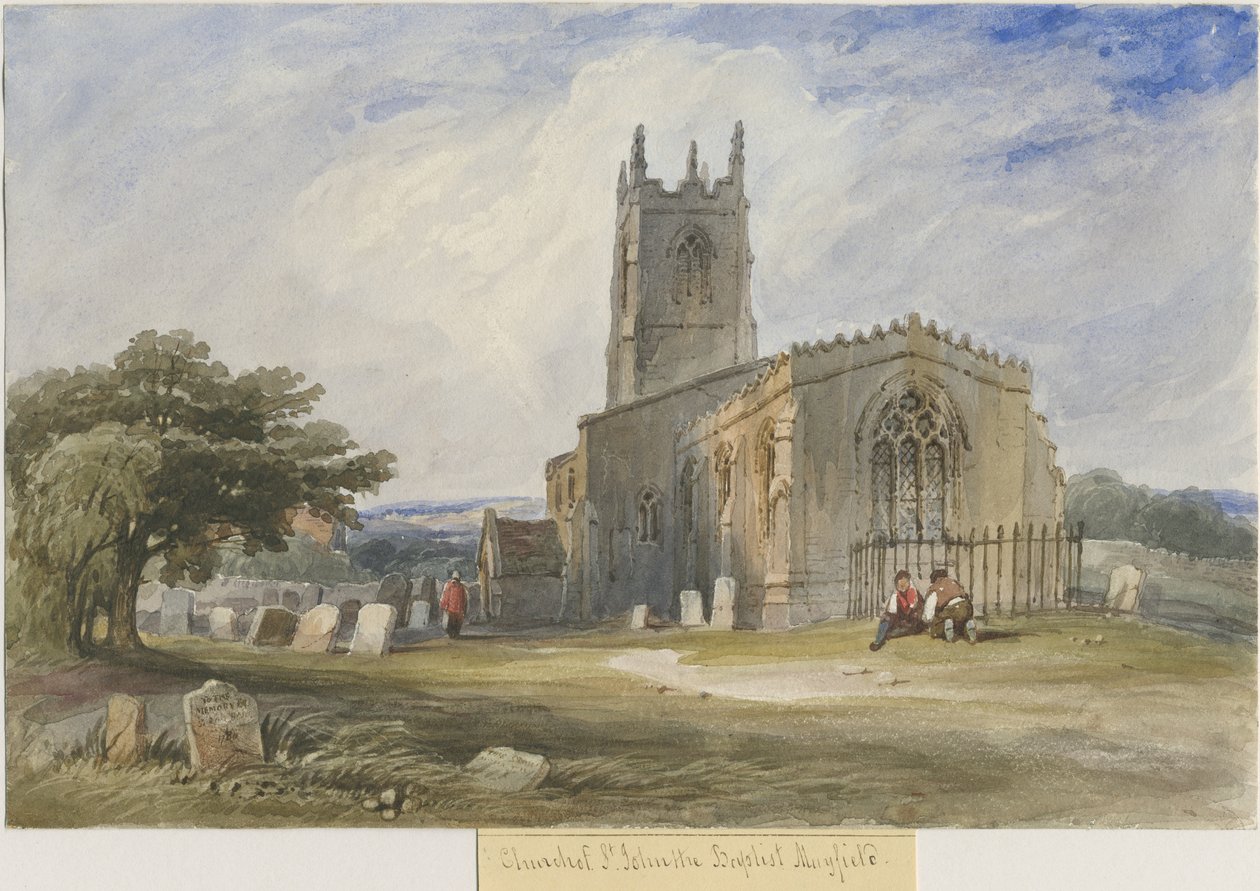 Mayfield Kirche: Aquarell, undatiert [ca. 1830-1840] von Lewis John Wood