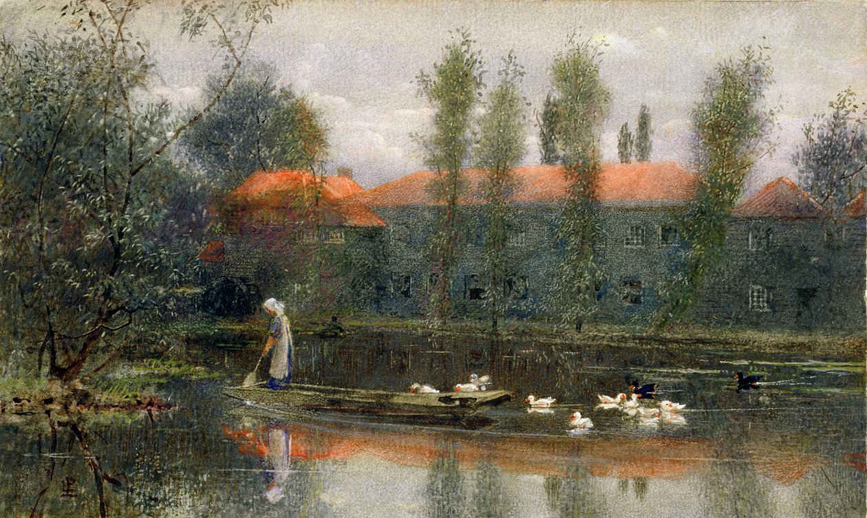Der Teich der William Morris Werke in Merton Abbey von Lexden L. Pocock