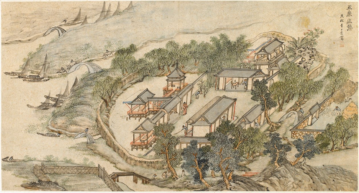 Die Fünf-Hirsche-Einsiedelei, frühes 17. Jahrhundert von Li Shida