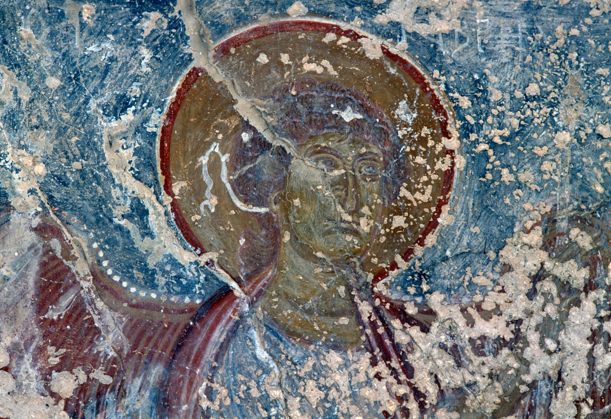 Engel, Fresko in der Kirche Panagia, Rodovani, Kreta, Griechenland von Unbekannt Unbekannt