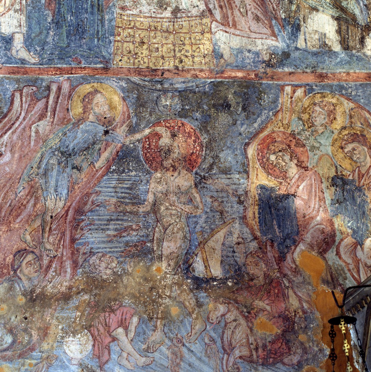 Taufe Jesu, Fresko in der Kirche in Alikampos, Kreta, Griechenland von Unbekannt Unbekannt