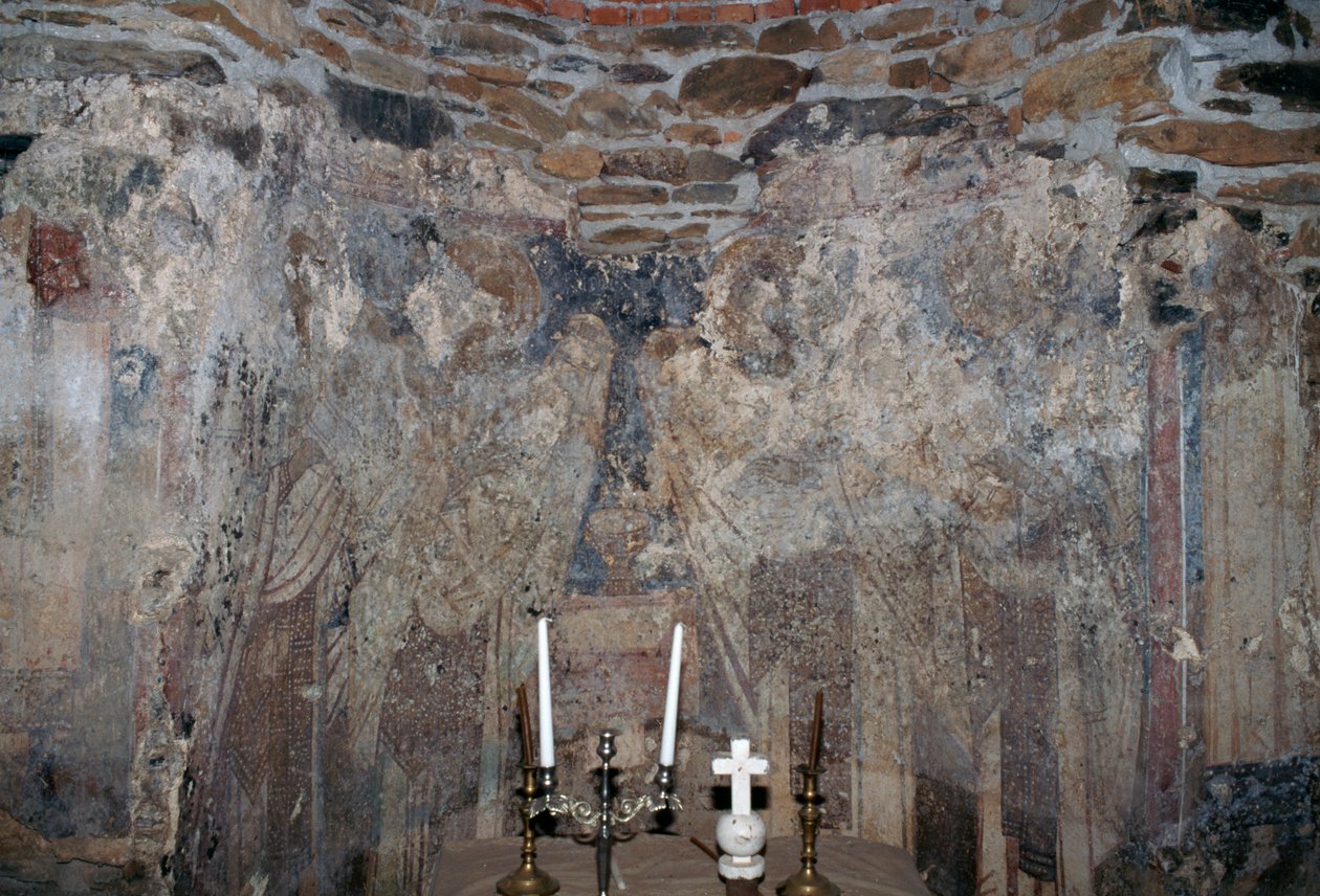 Beschädigtes Fresko in der Kirche in Kantanos, Kreta, Griechenland von Unbekannt Unbekannt
