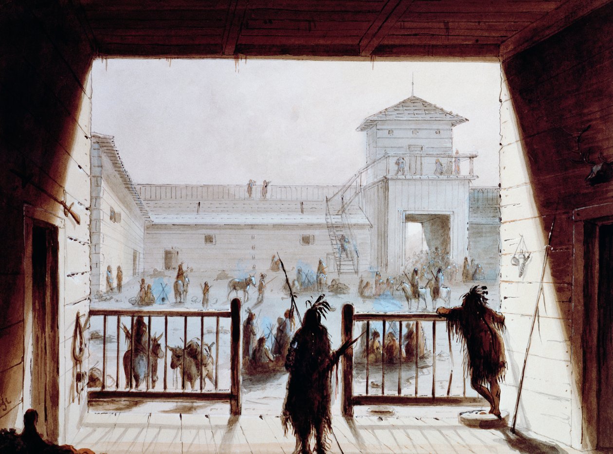 Fort Laramie, von Alfred Jacob Miller (1810-1874), Aquarell, USA von Unbekannt Unbekannt