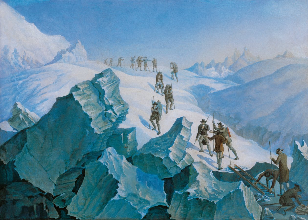 Horace-Benedict de Saussures Expedition kehrt vom Gipfel des Mont Blanc zurück, August 1785 von Unbekannt Unbekannt