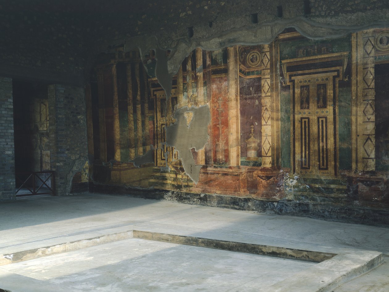 Fresken mit architektonischen Motiven im zweiten pompejanischen Stil, Römische Villa Poppaea, Oplonti, Torre Annunziata von Unbekannt Unbekannt