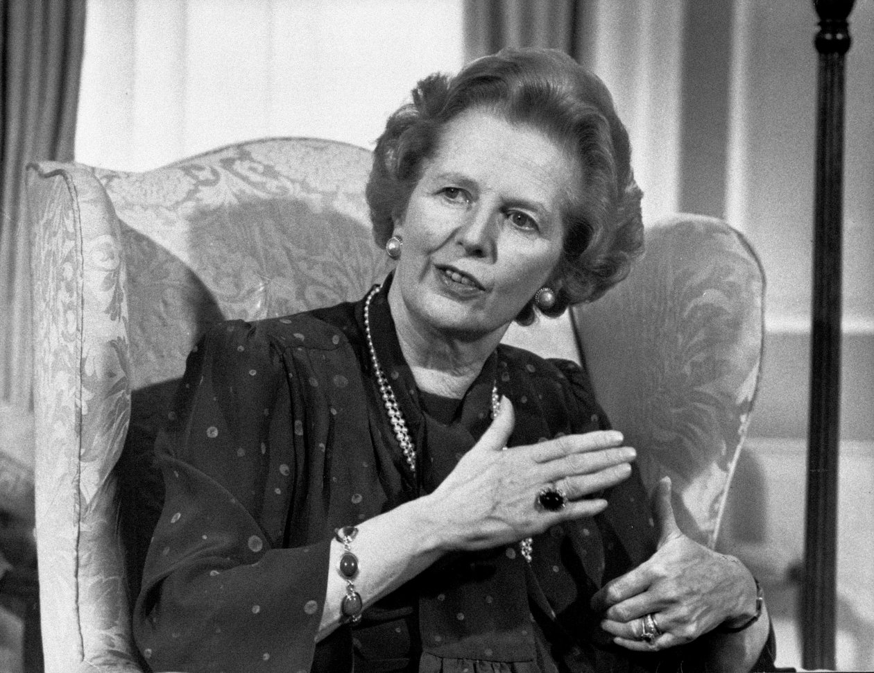 Margaret Thatcher, britische Politikerin, April 1987 von Unbekannt Unbekannt