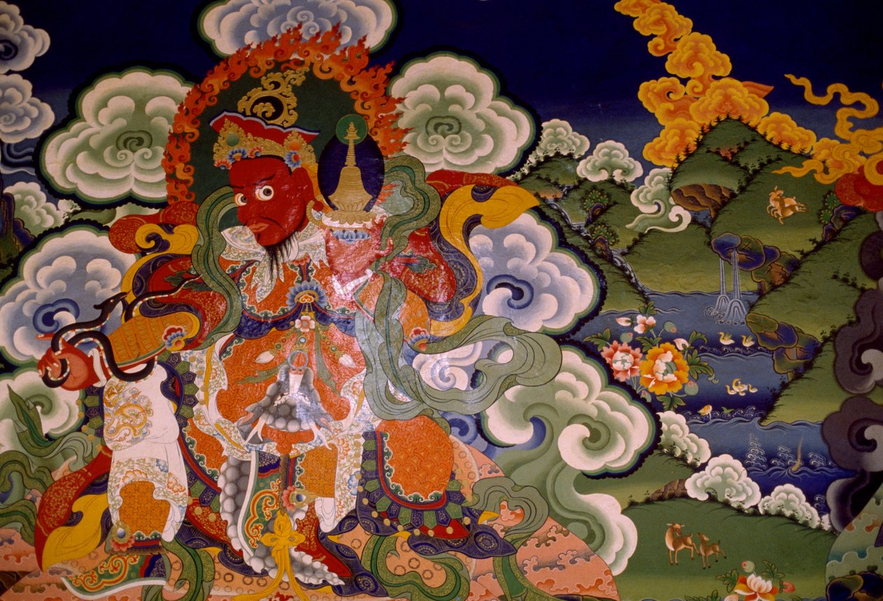 Wandmalerei aus dem lamaistischen Kloster von Lamayuru, Laddakh, Indien von Unbekannt Unbekannt
