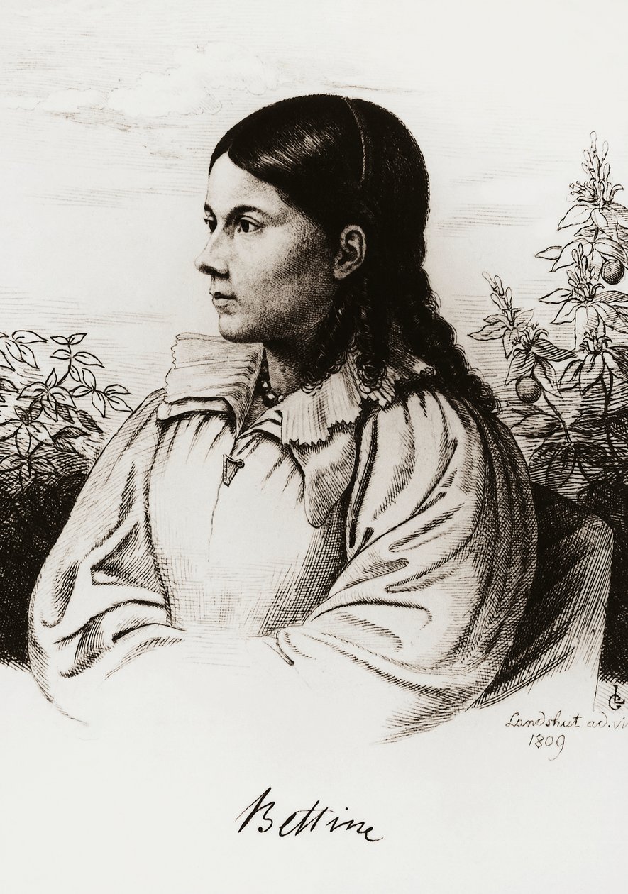 Porträt von Bettina Brentano von Arnim (1785-1859) von Unbekannt Unbekannt