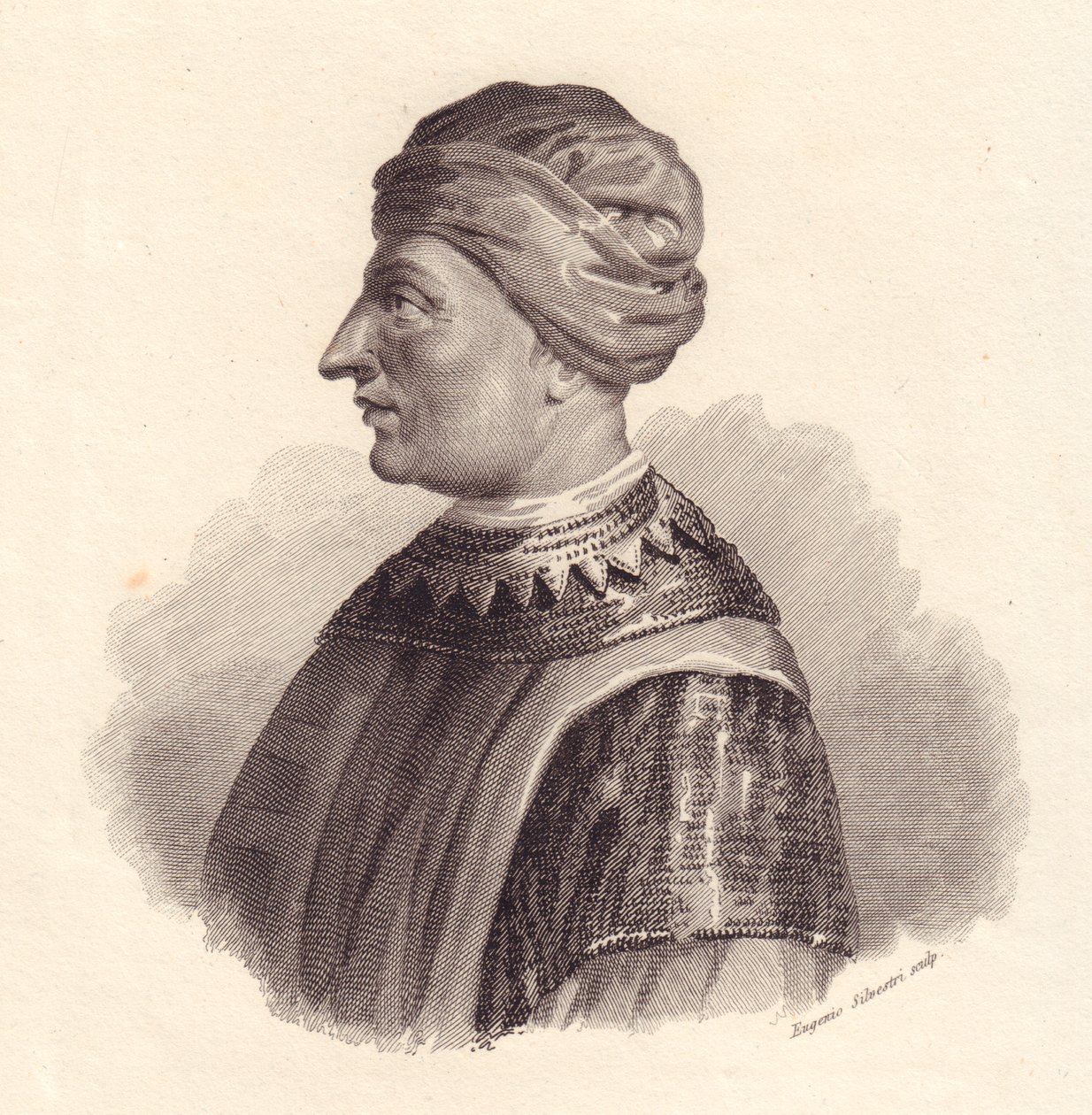 Porträt des italienischen Militärführers Can Francesco della Scala, auch bekannt als Cangrande I (1291-1329), Kupferstich von Eugenio Silvestri von Unbekannt Unbekannt