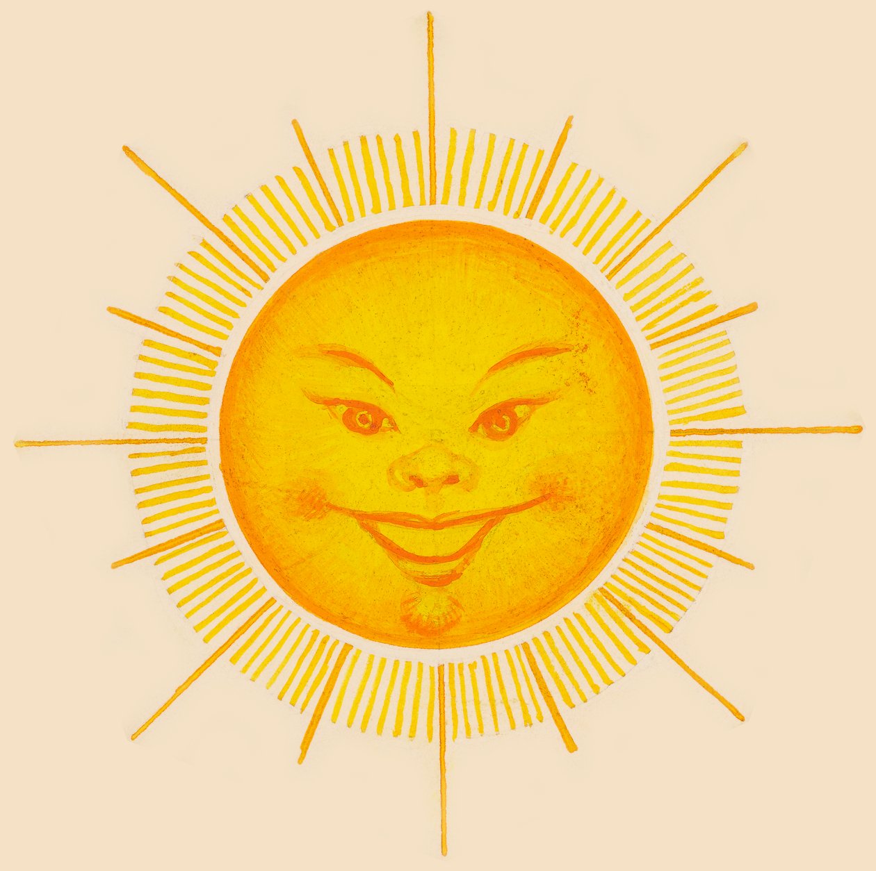 Lächelnde Sonne, Zeichnung von Unbekannt Unbekannt