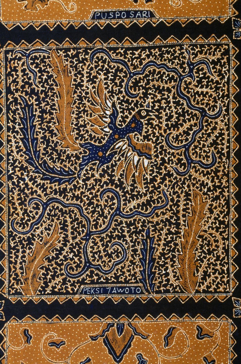 Traditionelles Batik-Design namens Peksi Yawoto, Surakarta, Java, Indonesien (Detail) von Unbekannt Unbekannt