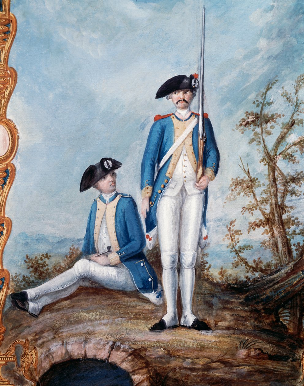 Uniformen der französischen Infanterie während des Amerikanischen Unabhängigkeitskrieges, Gouache von Nicolas Hoffmann, USA von Unbekannt Unbekannt