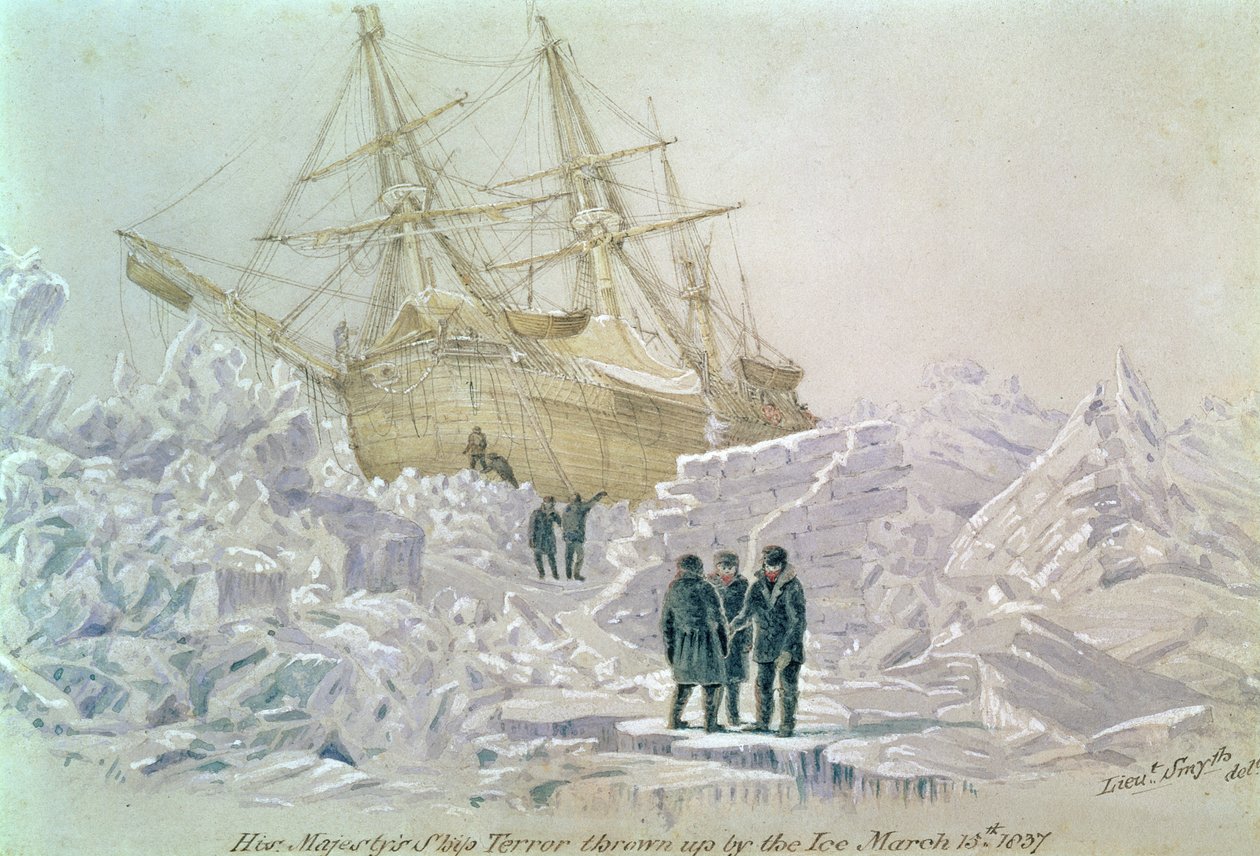 Vorfall auf einer Handelsreise: HMS Terror vom Eis aufgeworfen, 15. März 1837 von Lieutenant Smyth