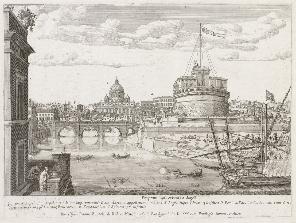 St. Angelo aus Prospectus Locurum Urbis Romae Insignium, 1666 von Lievin Cruyl
