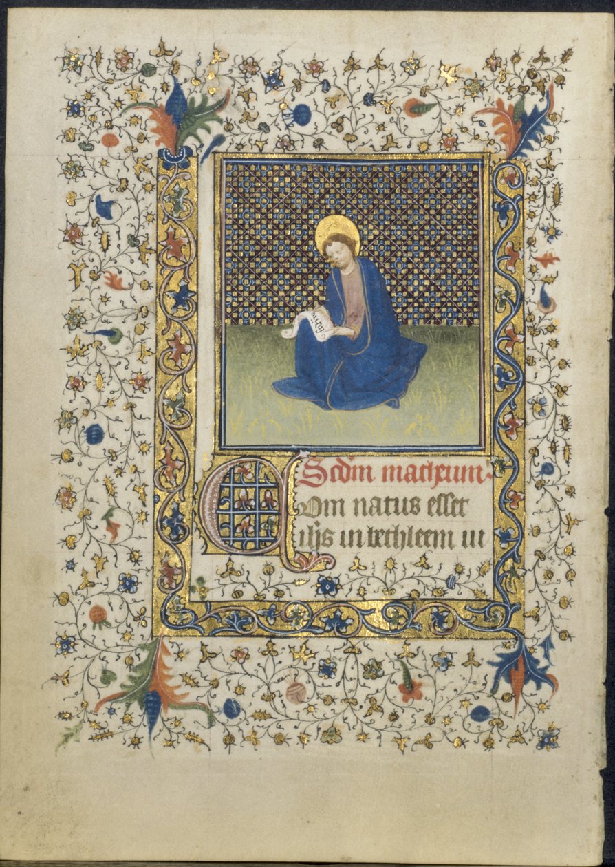 Blatt aus einem Stundenbuch: St. Matthäus von Limbourg Brothers