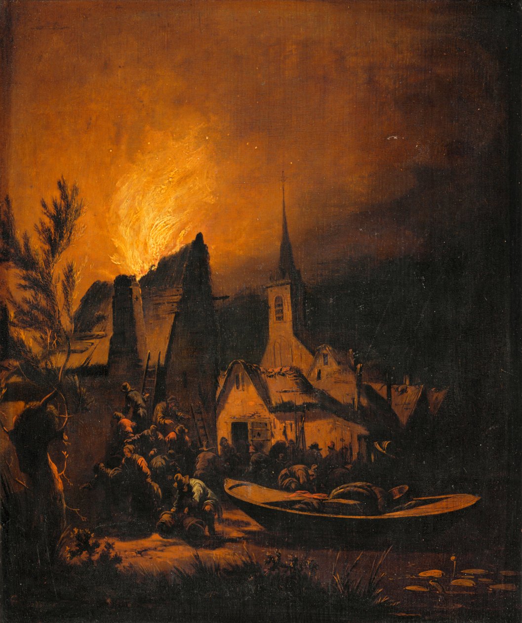 Brand in einem Dorf von Lionel Hamilton Renwick