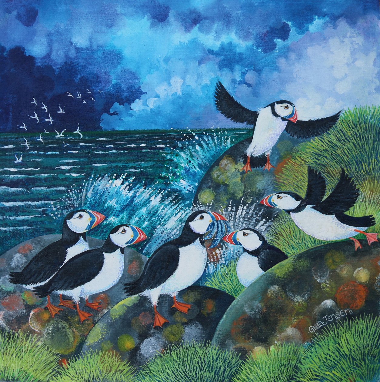 Papageien des Meeres, 2024 von Lisa Graa Jensen