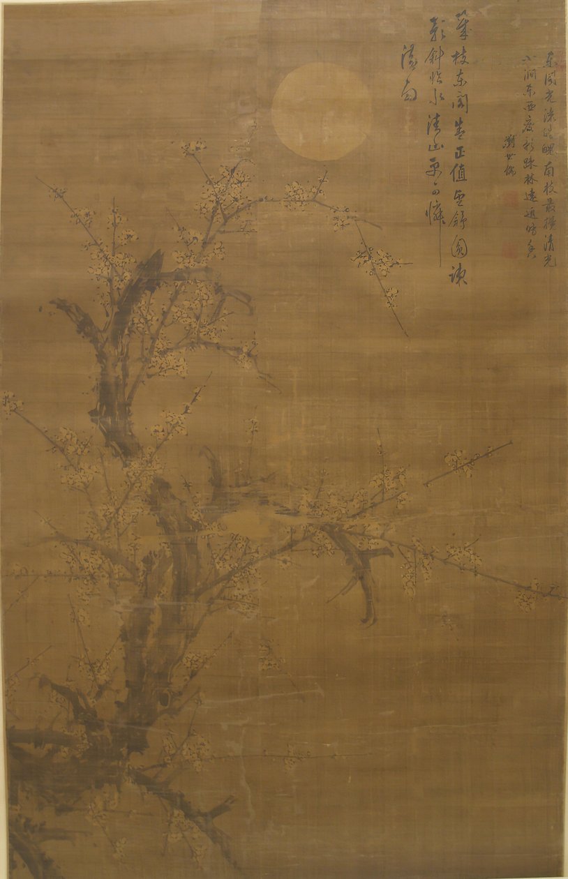 Blühender Pflaumenbaum im Mondlicht und Schnee, 16. Jahrhundert von Liu Shiru