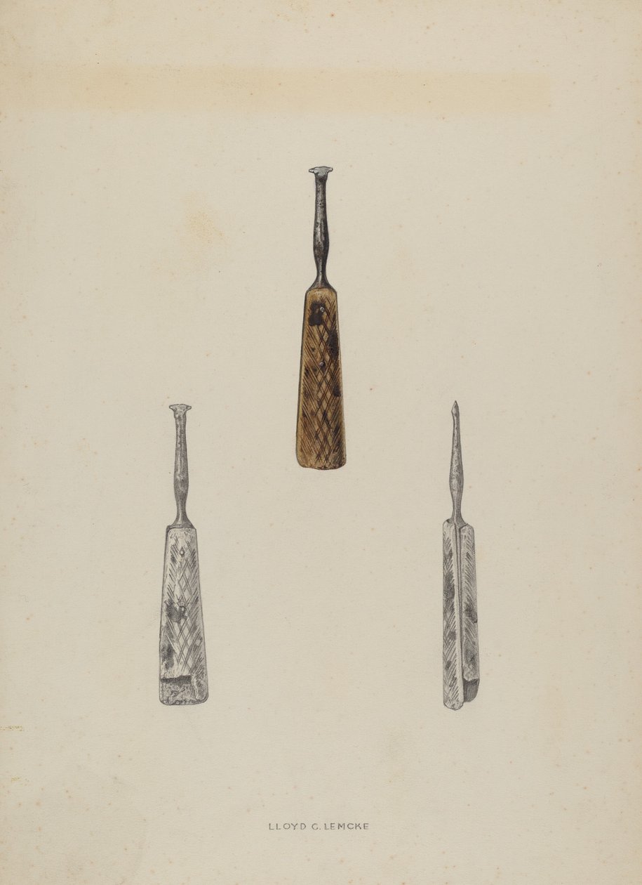 Lederführungsmarkierung, ca. 1937 von Lloyd Charles Lemcke