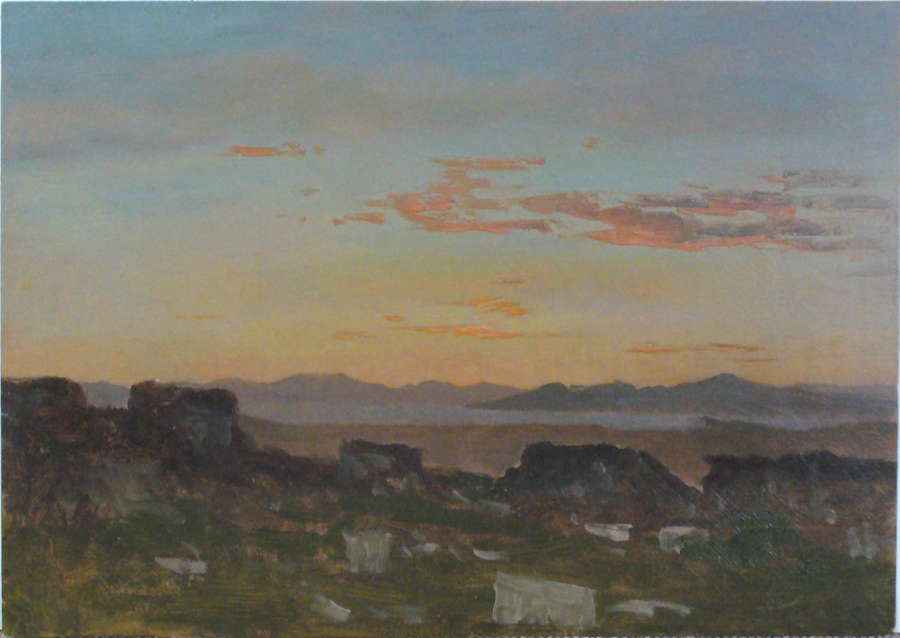 Oranger Himmel mit verstreuten Wolken, Griechenland von Lockwood de Forest