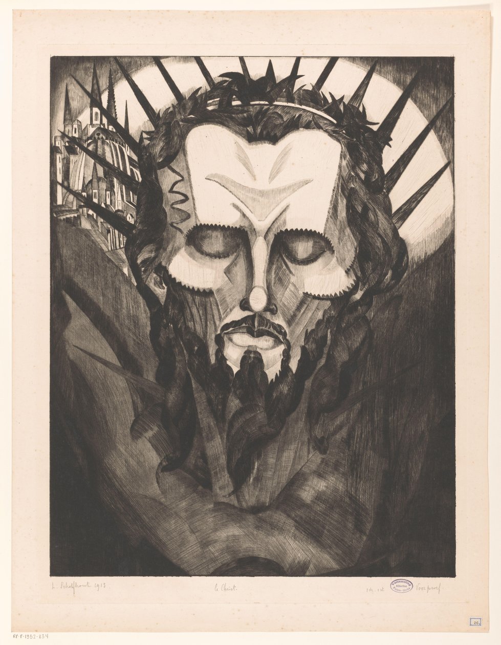 Kopf von Christus von Lodewijk Schelfhout (signed by artist)