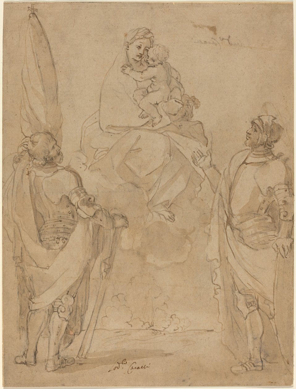 Die Jungfrau und das Kind erscheinen den Heiligen Georg und Wilhelm von Lodovico Carracci