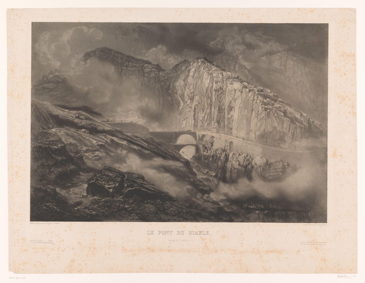 Ansicht der Teufelsbrücke im Gotthardpass von Léon Jean Baptiste Sabatier