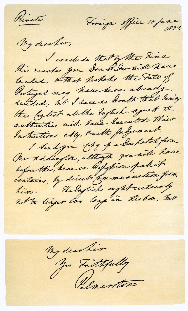 Brief von Henry John Temple an RB Hoppner, 18. Juni 1832 von Lord Palmerston