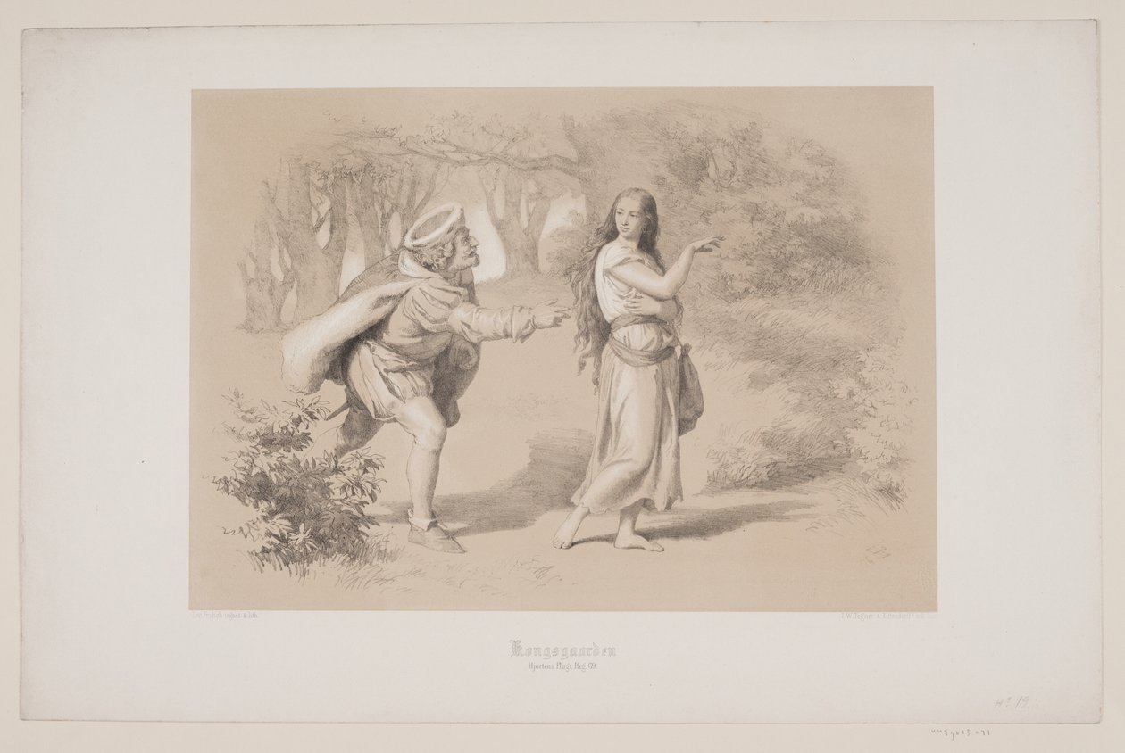 Kongsgården, Seite 69, Illustration zu Christian Winthers "Hjortens Flugt" von Lorenz Frølich