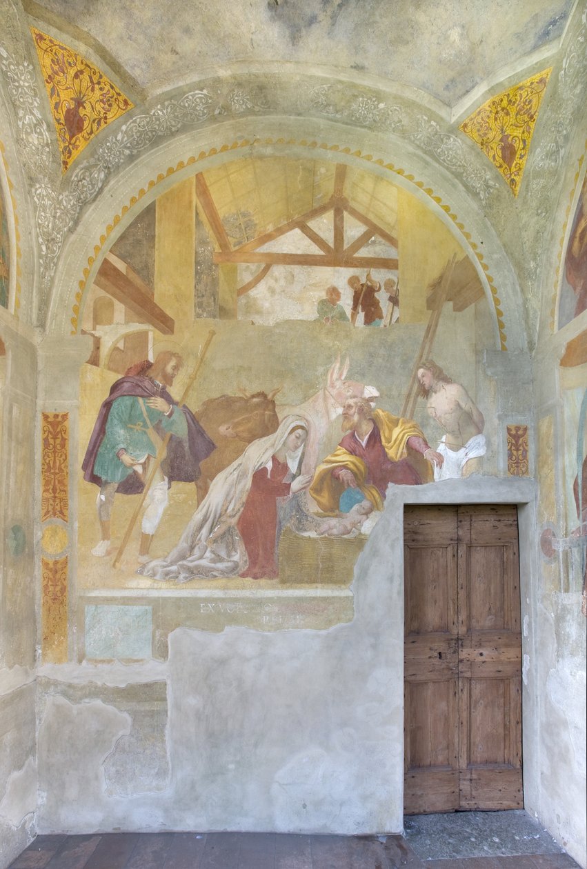 Geburt Christi mit den Heiligen Rochus und Sebastian, ca. 1525 von Lorenzo Lotto