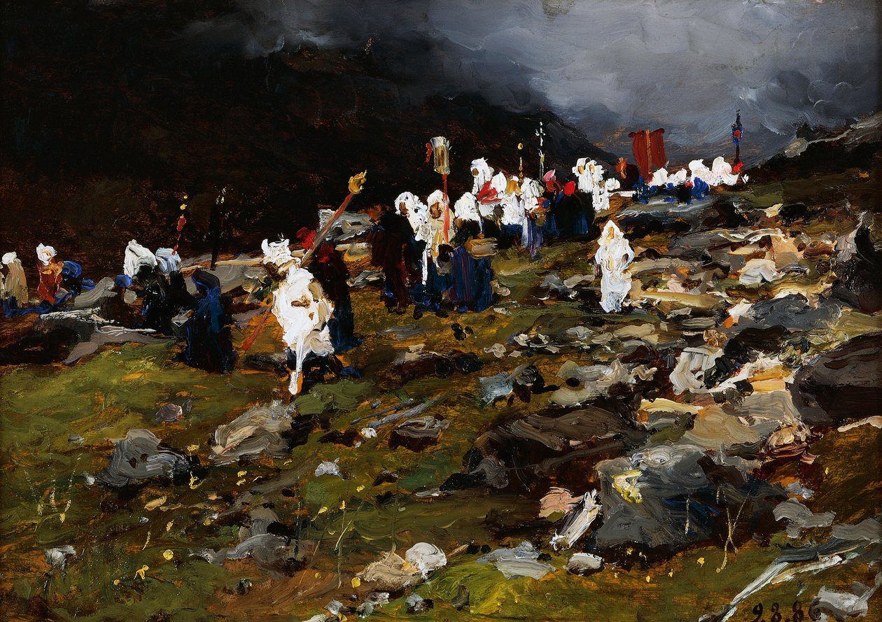 Prozession im Hochgebirge von Lorenzo Delleani