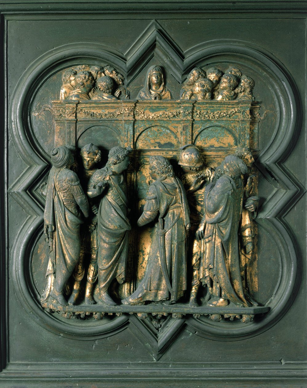 Nordtor (genannt Porte de la Croix, im Norden), Außendetail: „Pfingsten“ Bronzeskulptur von Lorenzo Ghiberti (1378-1455) von Lorenzo Ghiberti