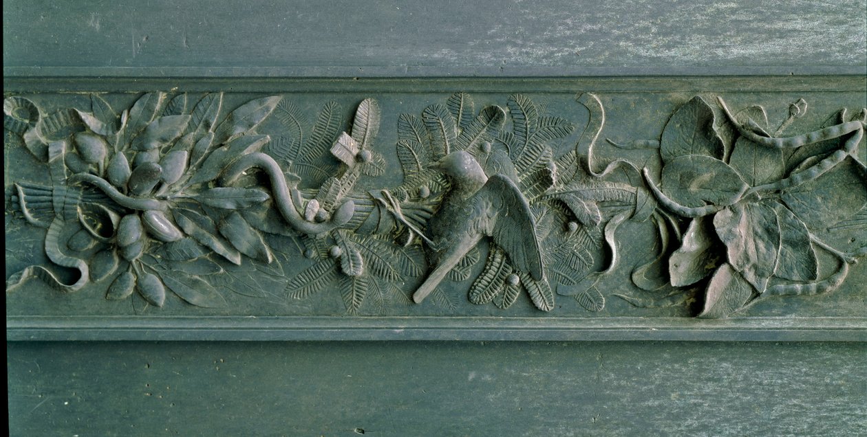 Skulptierter Rahmen, Detail des Nordtors. Flachrelief aus Bronze von Lorenzo Ghiberti