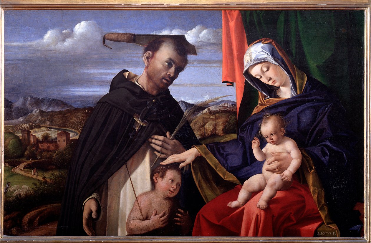 Madonna und Kind mit St. Peter von Verona von Lorenzo Lotto