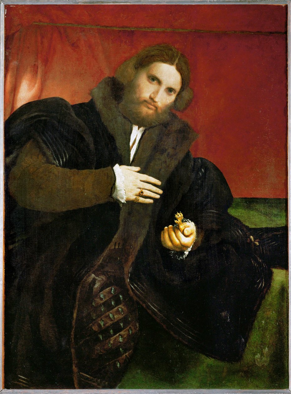 Mann mit einer goldenen Tierkralle von Lorenzo Lotto